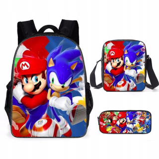 Kreslený trojdielny ruksak Mario